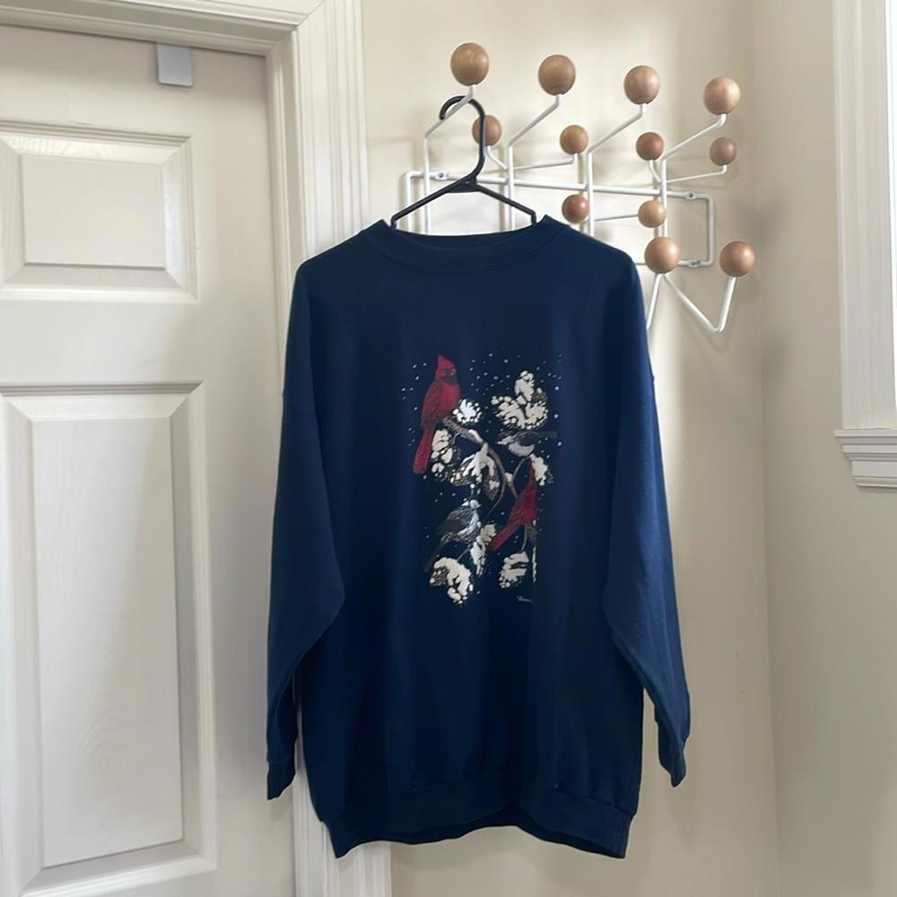Weekend Edition - Vintage Cottagecore Sweatershirt - Navy Blue - XL